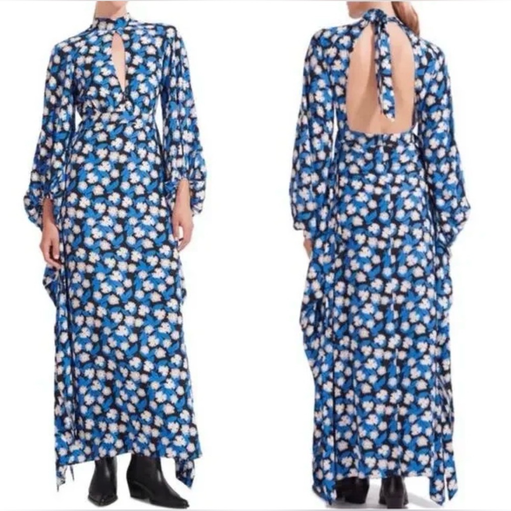 STAUD Danica Floral Long Sleeve Cut Out Maxi Dress Size Small